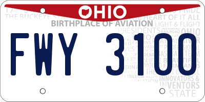 OH license plate FWY3100