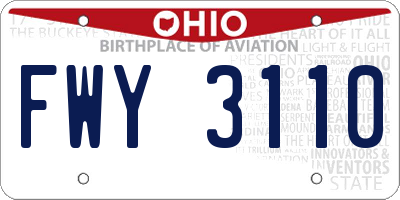 OH license plate FWY3110