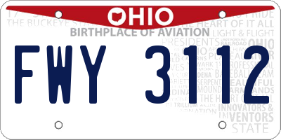 OH license plate FWY3112