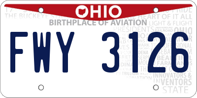 OH license plate FWY3126