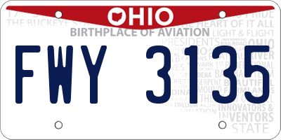 OH license plate FWY3135