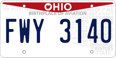 OH license plate FWY3140