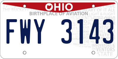 OH license plate FWY3143
