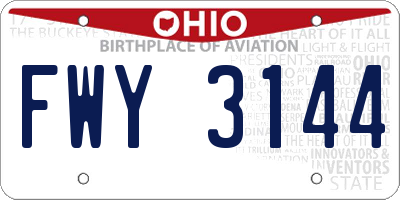 OH license plate FWY3144