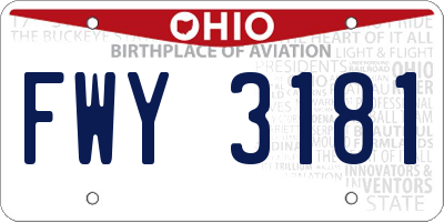 OH license plate FWY3181