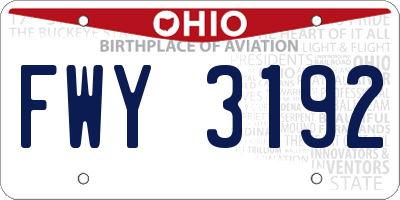 OH license plate FWY3192