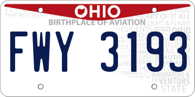 OH license plate FWY3193