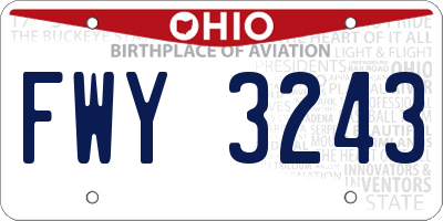 OH license plate FWY3243