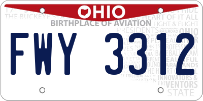 OH license plate FWY3312