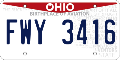OH license plate FWY3416