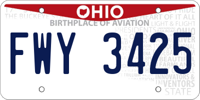 OH license plate FWY3425