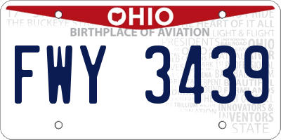 OH license plate FWY3439