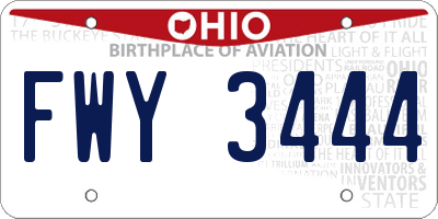 OH license plate FWY3444