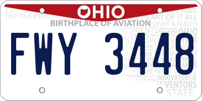 OH license plate FWY3448