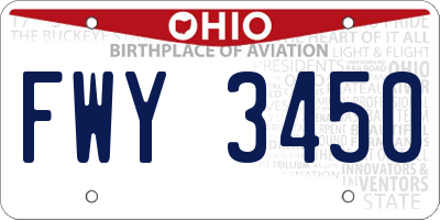 OH license plate FWY3450