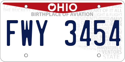 OH license plate FWY3454