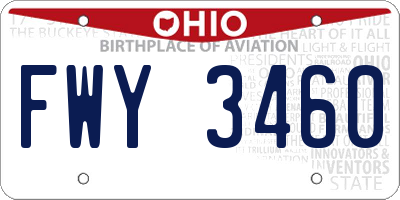 OH license plate FWY3460