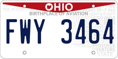 OH license plate FWY3464