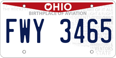 OH license plate FWY3465