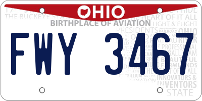 OH license plate FWY3467
