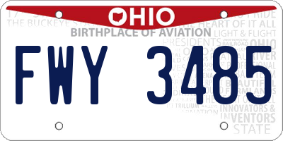 OH license plate FWY3485