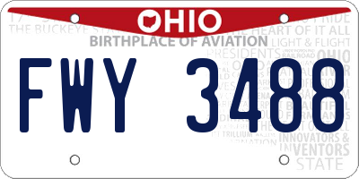 OH license plate FWY3488