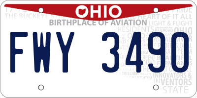 OH license plate FWY3490