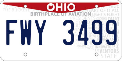 OH license plate FWY3499