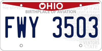 OH license plate FWY3503