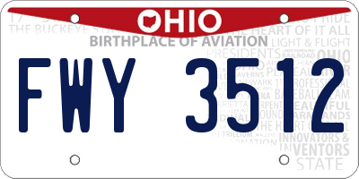 OH license plate FWY3512