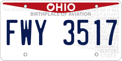 OH license plate FWY3517