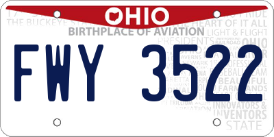 OH license plate FWY3522