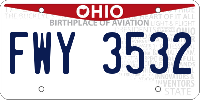 OH license plate FWY3532
