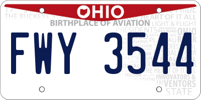 OH license plate FWY3544