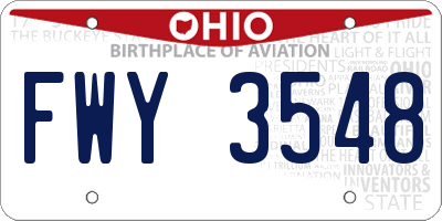 OH license plate FWY3548