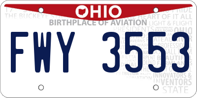 OH license plate FWY3553