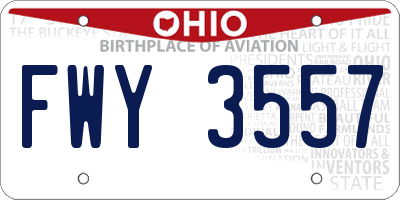 OH license plate FWY3557