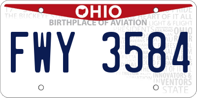 OH license plate FWY3584