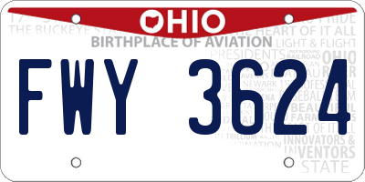 OH license plate FWY3624