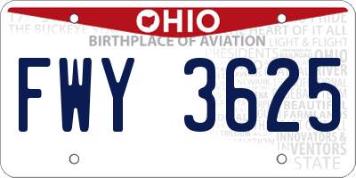 OH license plate FWY3625