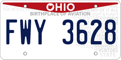OH license plate FWY3628