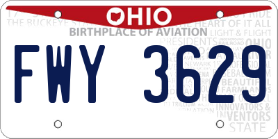 OH license plate FWY3629
