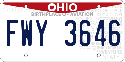 OH license plate FWY3646