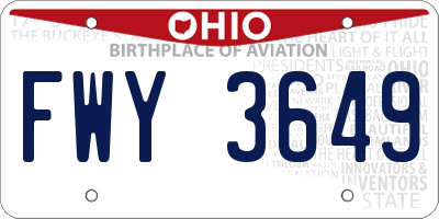 OH license plate FWY3649