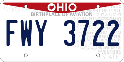 OH license plate FWY3722