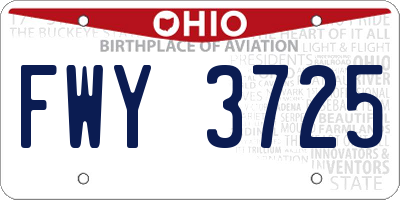 OH license plate FWY3725