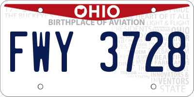 OH license plate FWY3728
