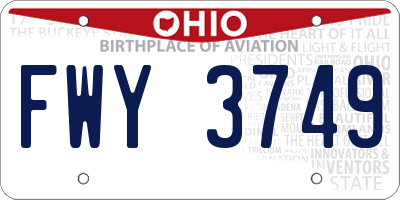 OH license plate FWY3749