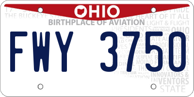 OH license plate FWY3750