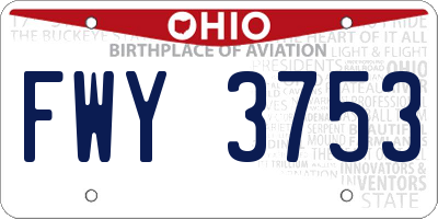 OH license plate FWY3753